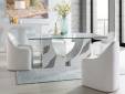 Contango White Rectangular Glass Top Dining Table - 2